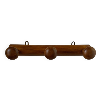 Porte-manteau vintage en bois avec 3 patères