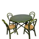 Green rattan wood chairs 1970s