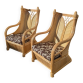 Paire de fauteuils en rotin