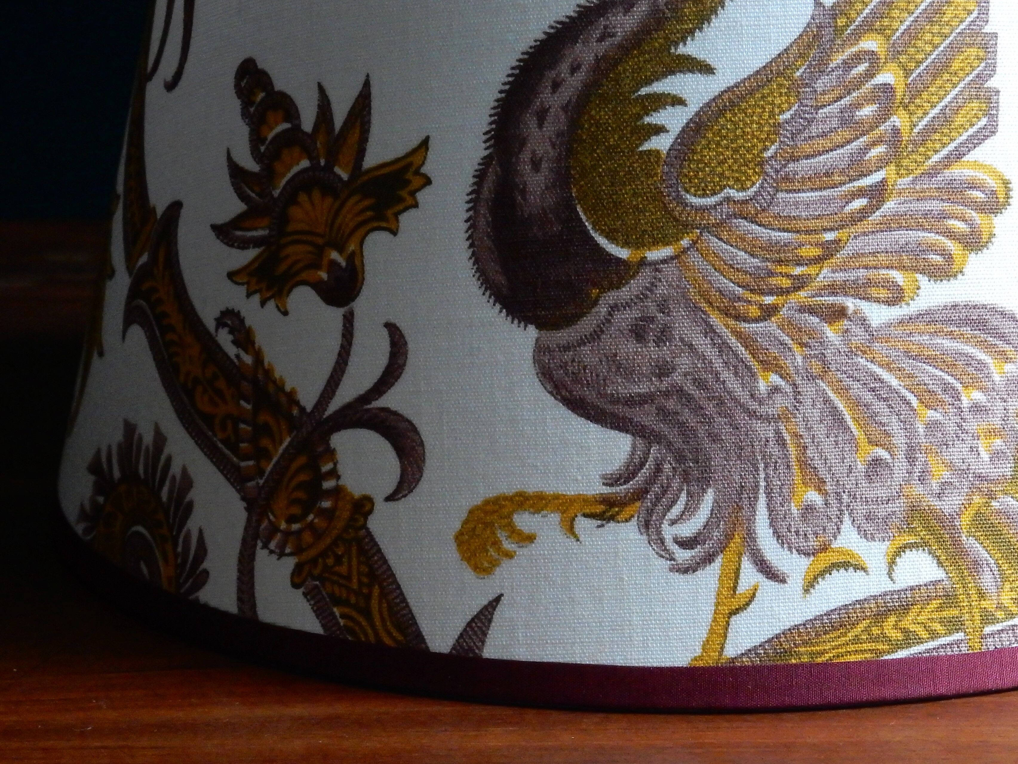 Conical lampshade vintage fabric Boussac Romanex