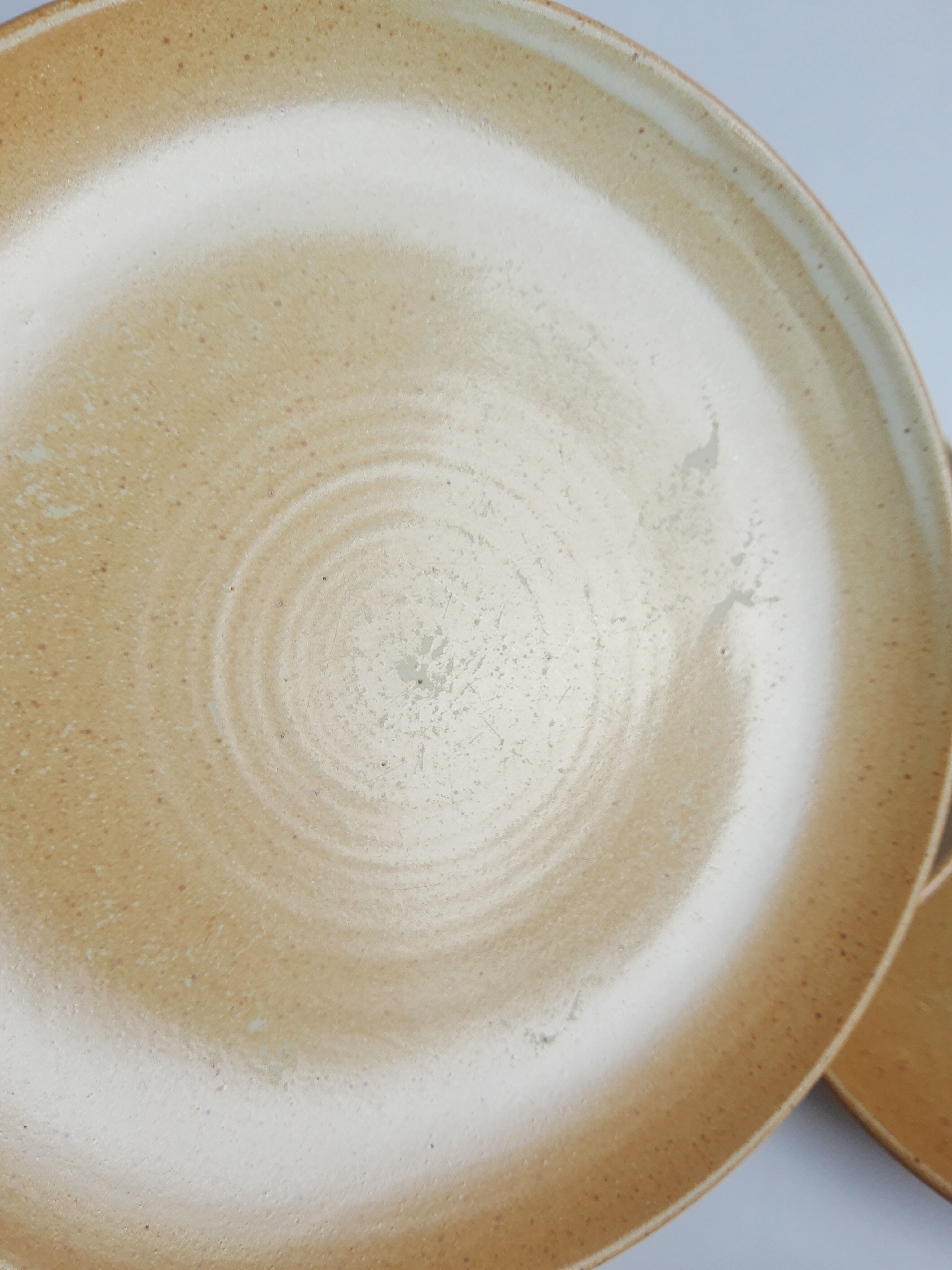 Set of 8 CNP stoneware dessert plates Grès village France vintage