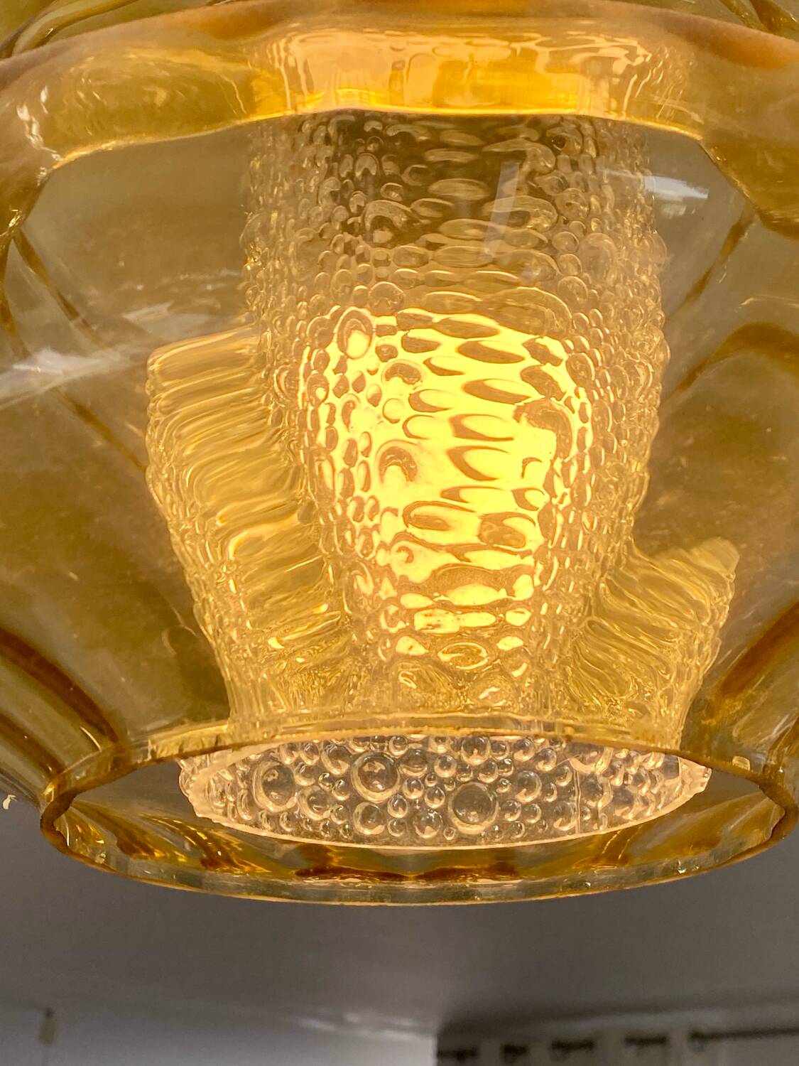 Trio of 3 glass chandelier suspensions GDR 1970 Veb Narva