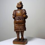 Subject "The Beer Waitress" in carved wood Ludwig Roger Germany years