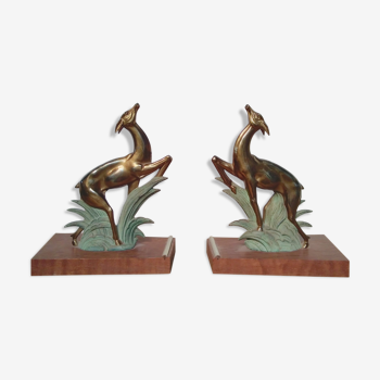 Art Deco doe bookends