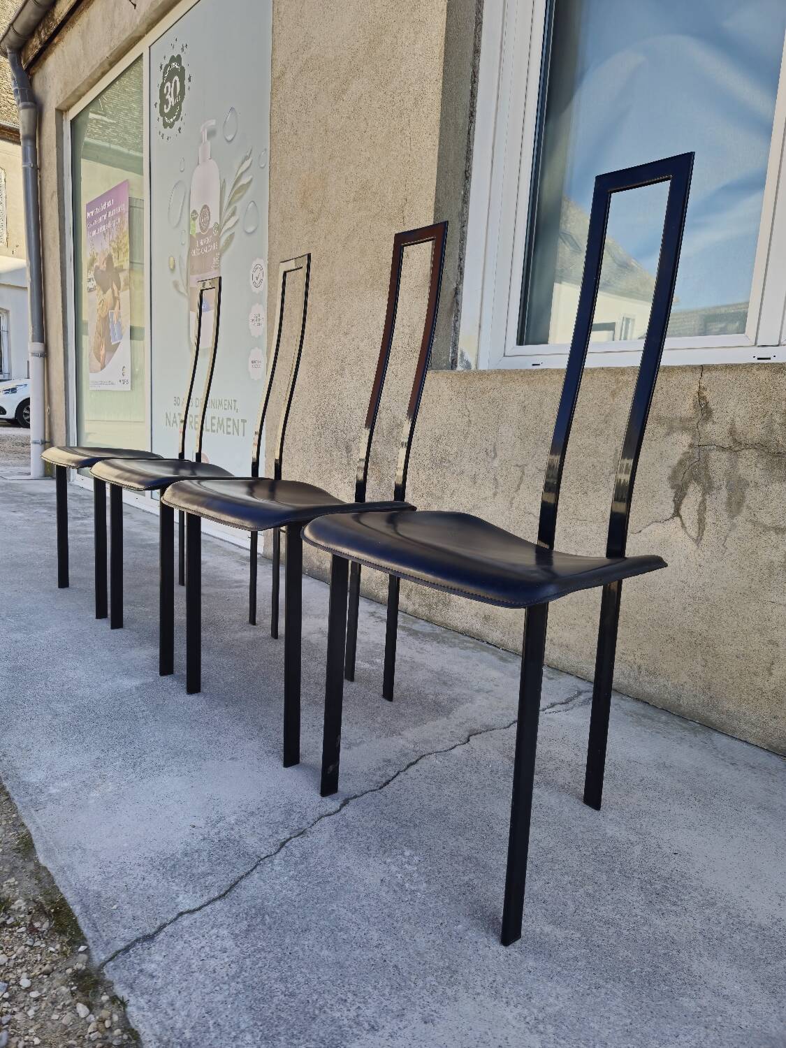 Set of 4 chairs Design Italy signed Cattelan 1980 vintage