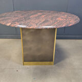 Vintage round granite and brass centre table by Belgochrom, 1970s