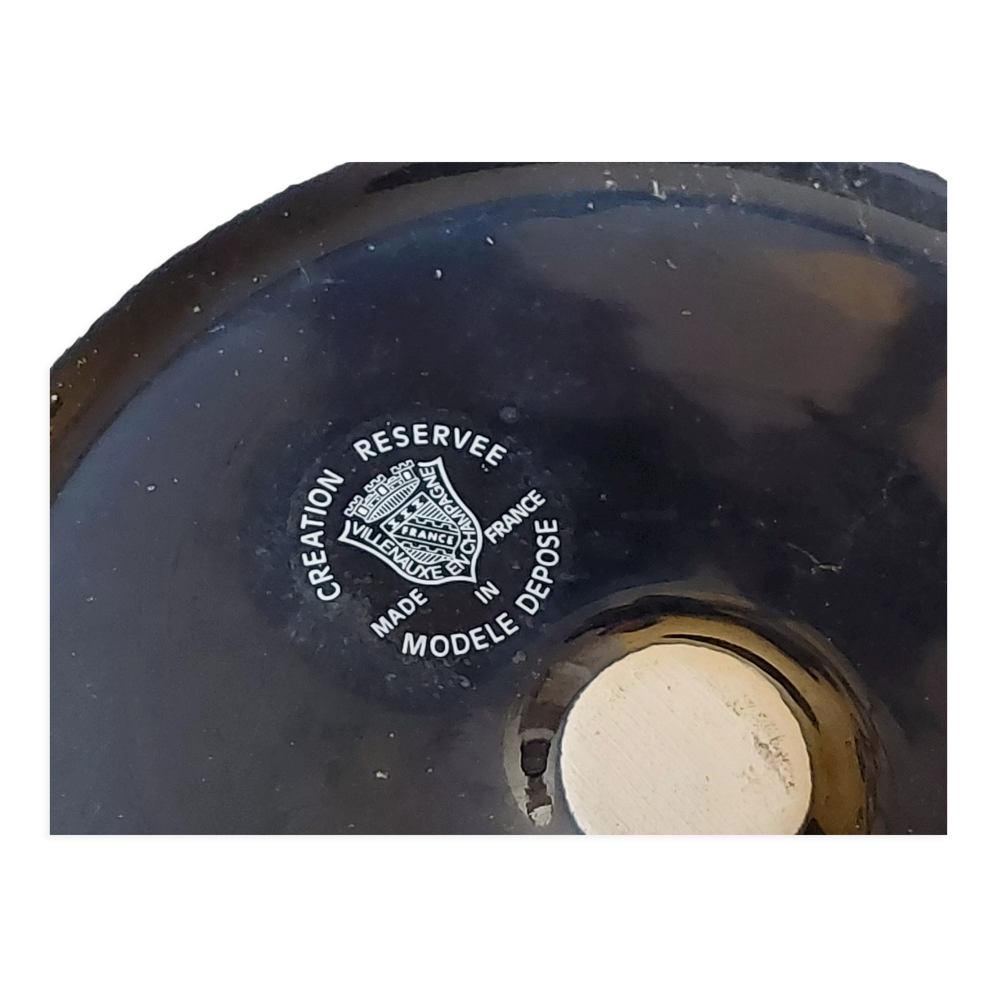 Navy blue ceramic refresher stamped
