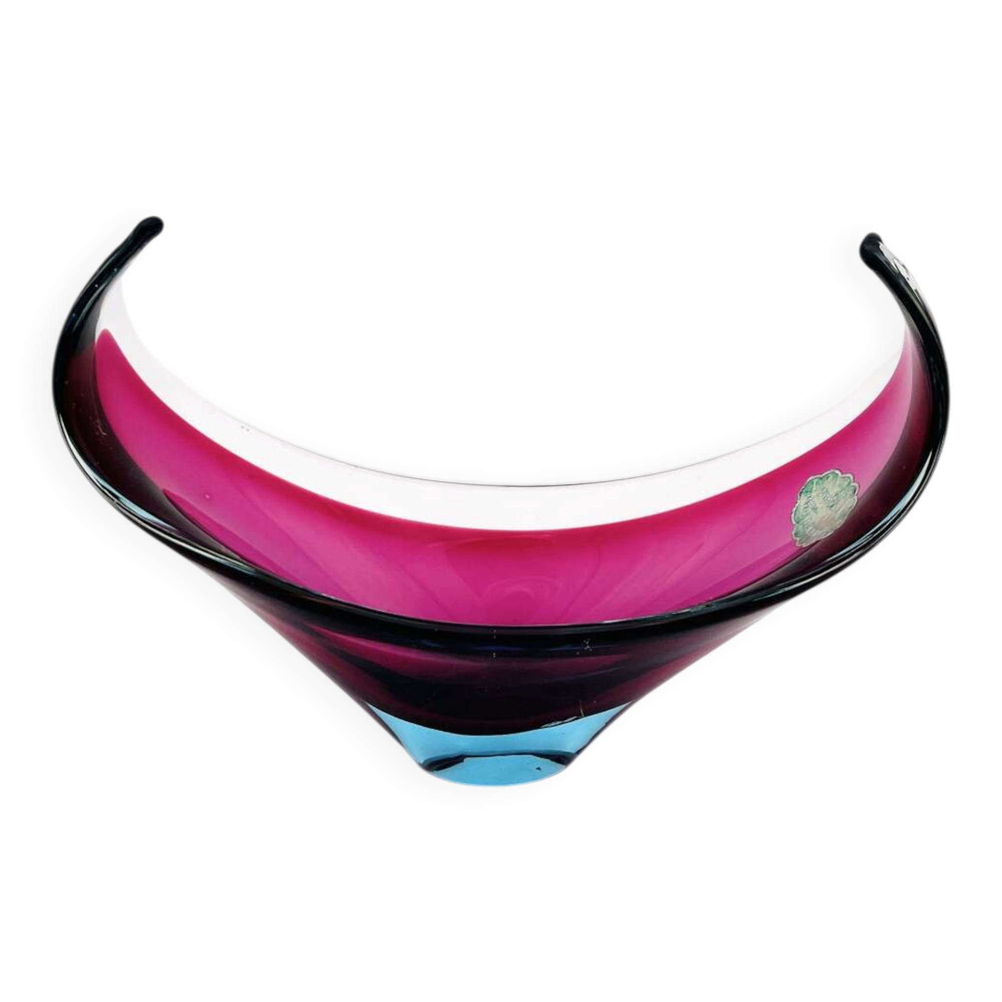Murano Crystal Sommerso Fuchsia Turquoise Gondola Cup 19cm