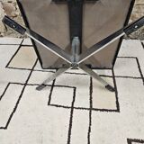 Black leather ottoman 1970 vintage