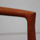 Vintage armchair in teak and black leather - Model 64 - Möller - Denmark '60's