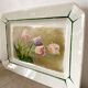 Antique decorative dish with painted flowers, signed
