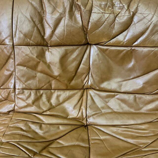 Vintage caramel leather bench