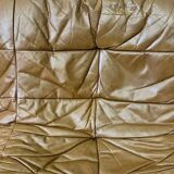 Vintage caramel leather bench