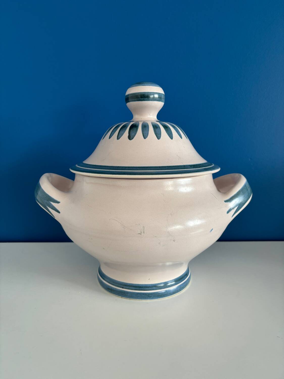 Soupière longchamp fleur bleu