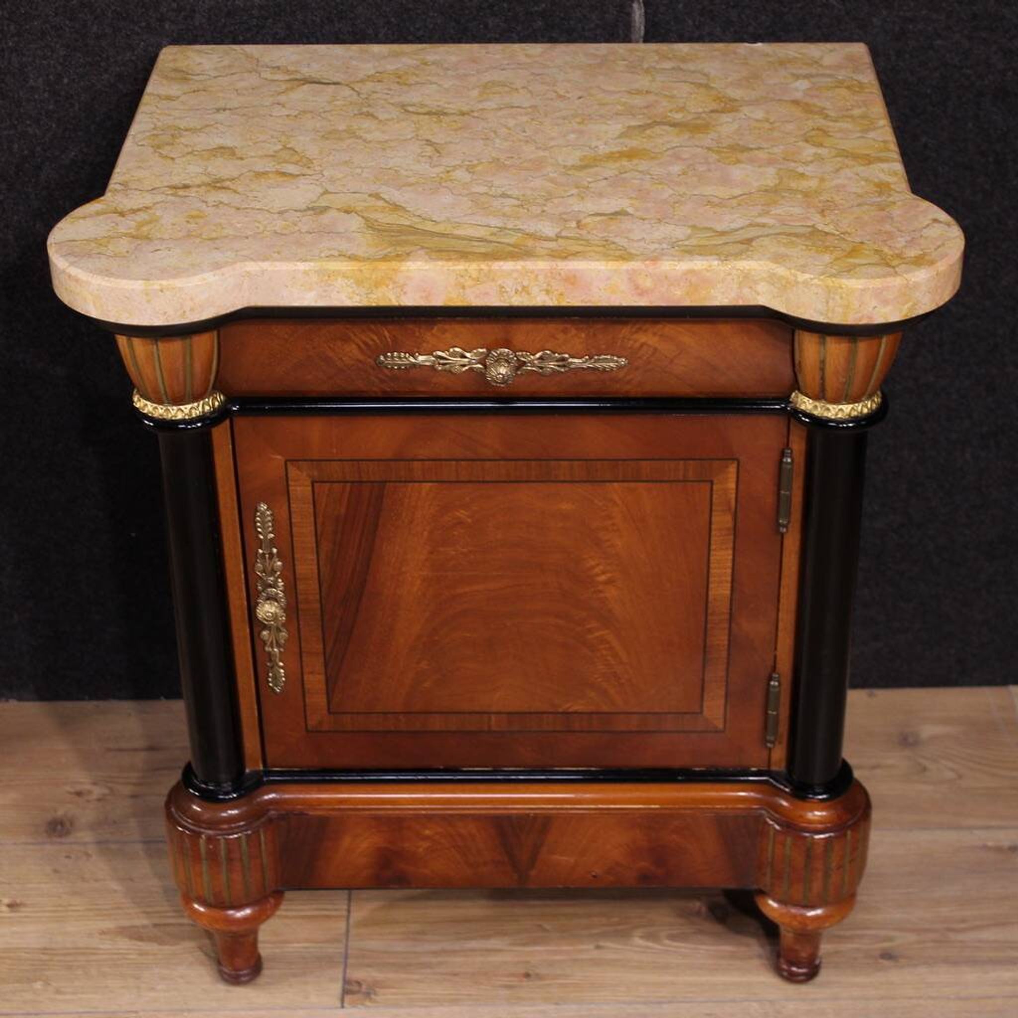 Pair of 20th-century Italian bedside tables with marble top