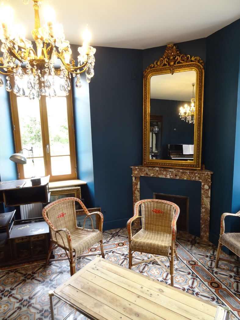 19th 10th gilded stuccoed wood mirror 90 x 180 cm