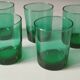 Set of 5 glasses and 2 green ramekins for appetizers.