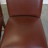 Set of 4 cognac-colored English style dining chairs made of leather