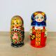 2 Russian dolls Matryoshka painted wood