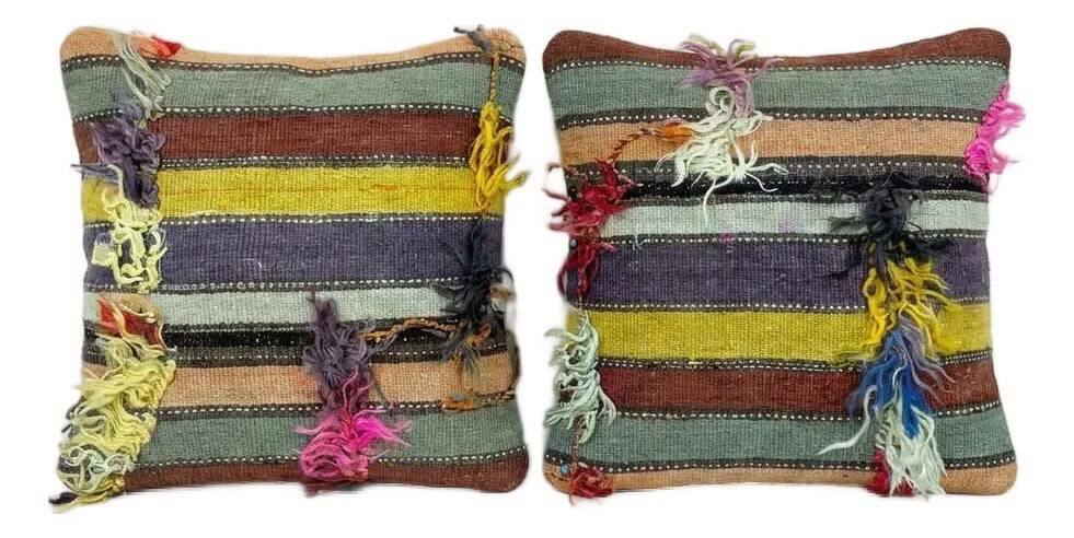 Set of 2 vintage kilim cushion covers 48x48 cm