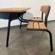 Bureau double écolier vintage relooké noir et bois