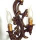 Pair Vintage French Bronze Double Wall Lights Acanthus Leaf & Flower Detail
