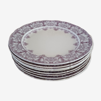 8 assiettes terre de fer Cauldon fin XIXe siècle