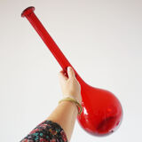 Italian red blown glass bottle EMPOLI