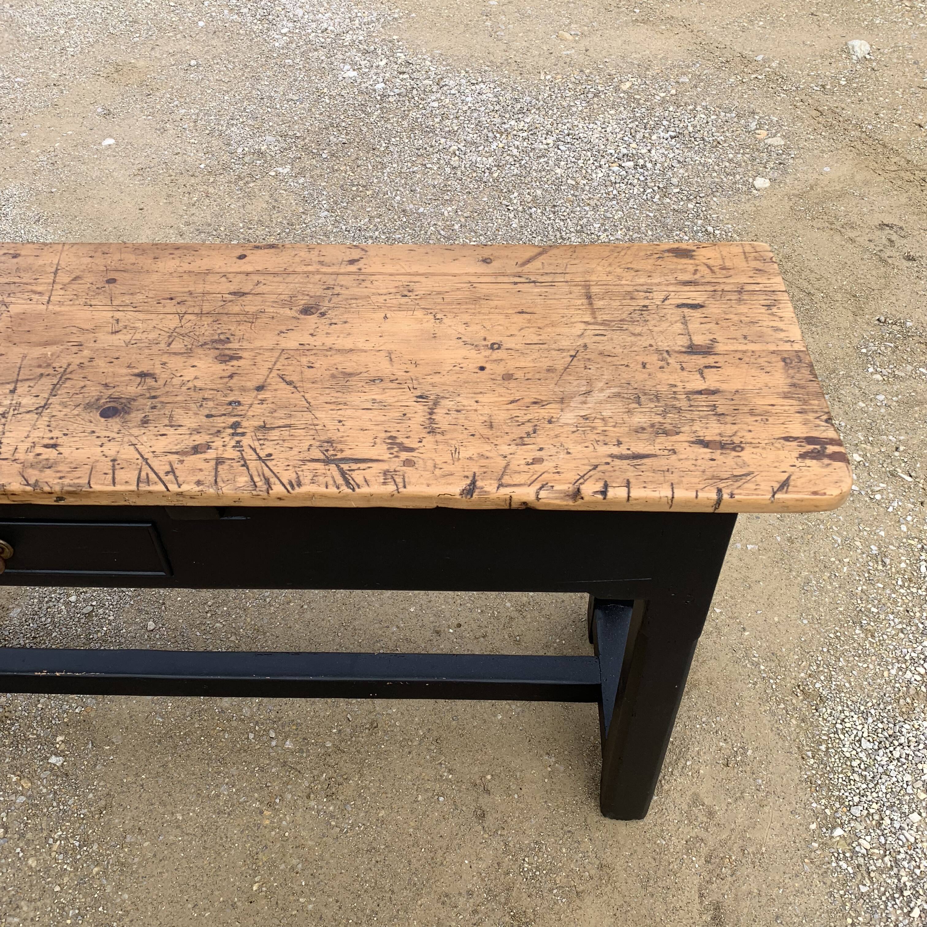 Old black wooden console