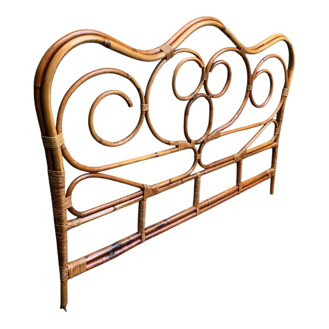 Bamboo and rattan headboard 160cm vintage 1960