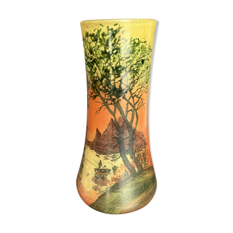Enamelled glass vase