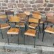 Set of 10 vintage mismatched industrial chairs mullca