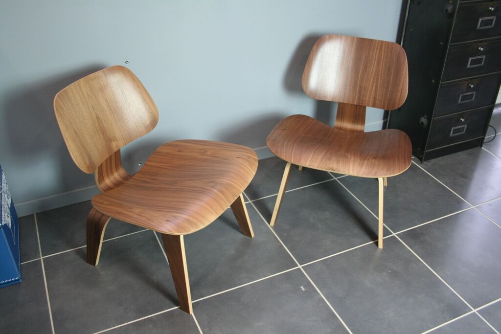 Chaise siège eames LCW walnut herman miller noyer