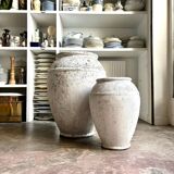 Planter, large whitewashed concrete pot, 1950s