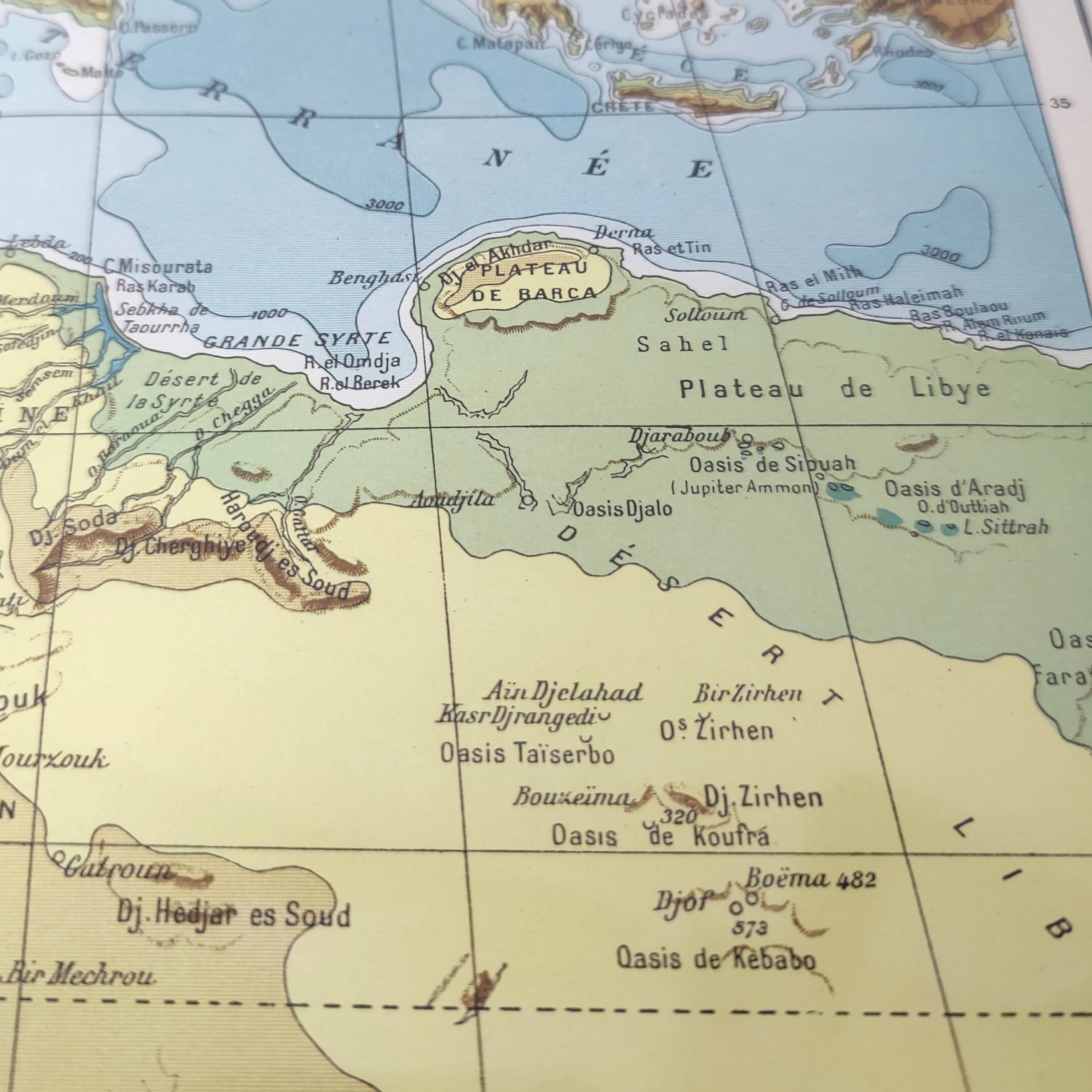 Antique map of French equatorial and western Africa in 1950 43x43cm