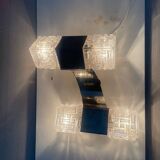 Appliques chromées en verre de cristal du milieu du siècle, ensemble de 4