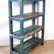 Old burmese teak shelf with original blue patina