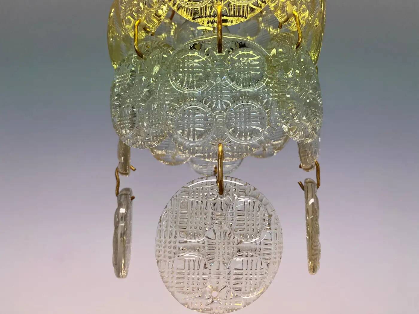Design brass and glass pendant / chandelier by Zelezny Brod, 1970s