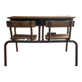 Pupitre double bois et pieds metal marrons