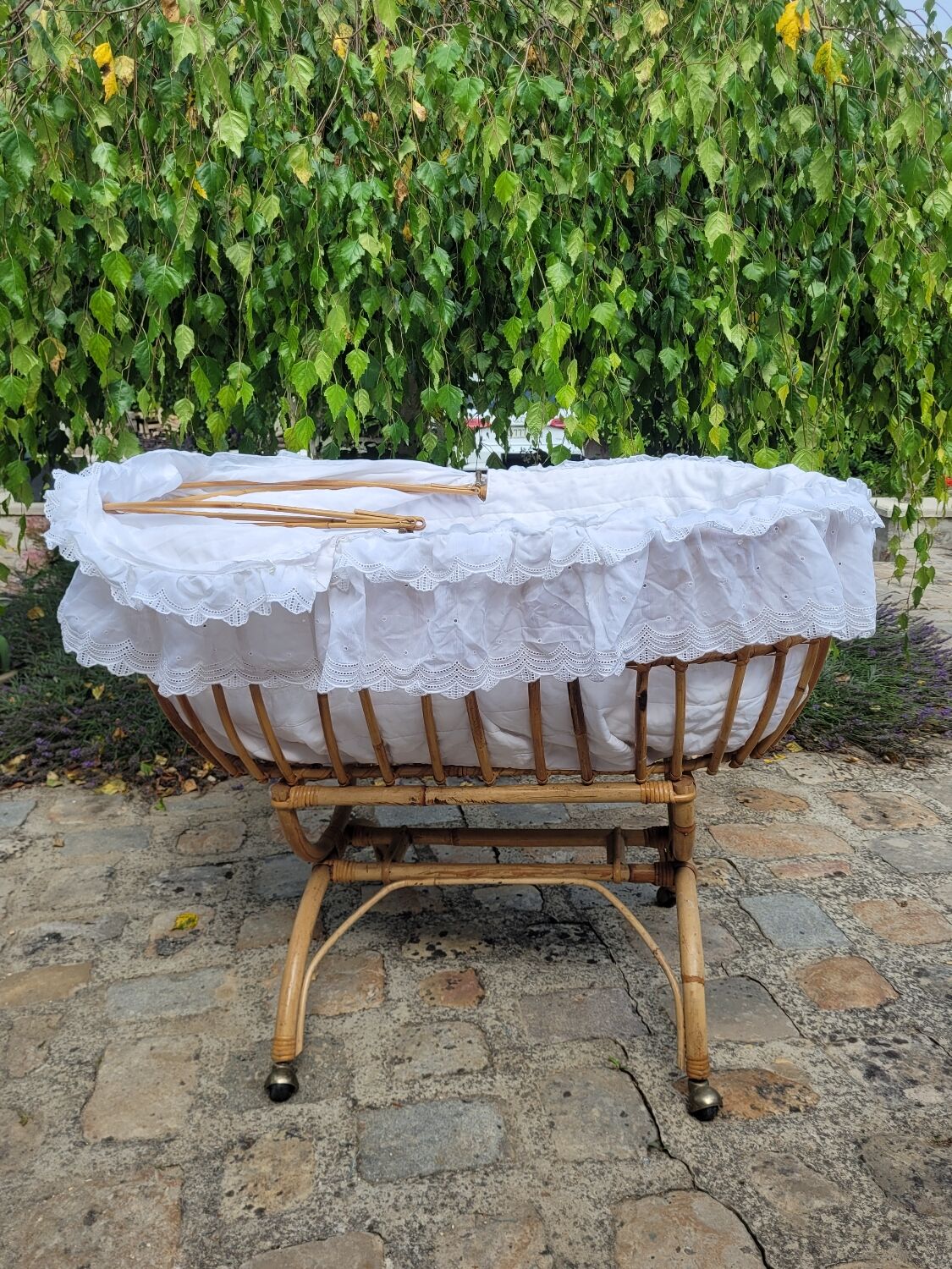 Vintage rattan crib