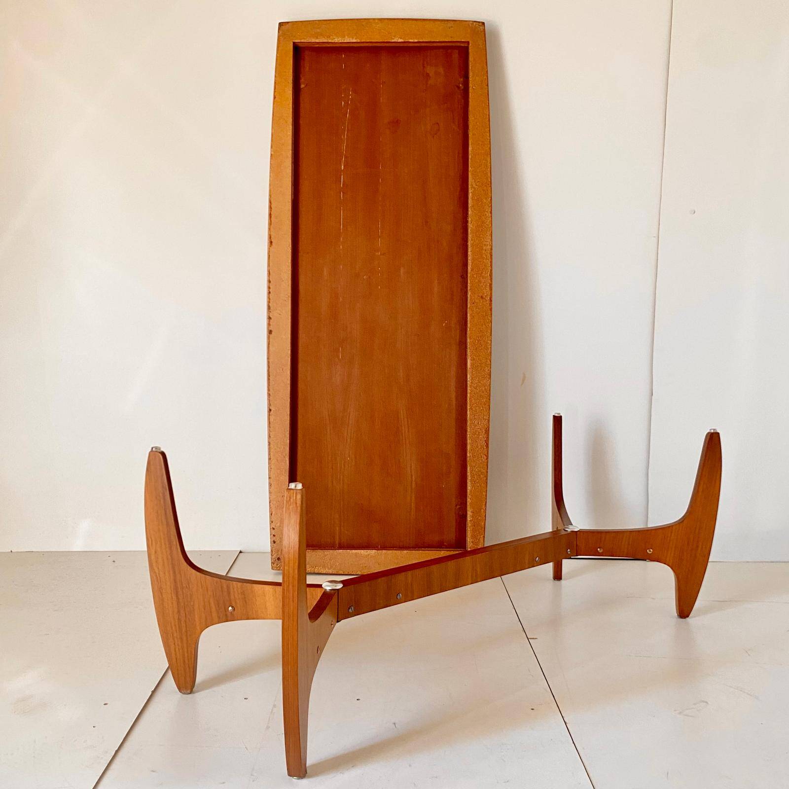 Midcentury Modern Big Wood Sofa Table, Italy 1960