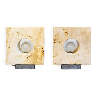 Travertine table lamps by Giuliano Cesari for Nucleo Sormani, 70s, set of 2