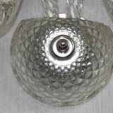 Pair of French vintage double crystal wall lights with barley twist glass arms.