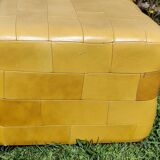 Pouf, cubic synthetic leather stool