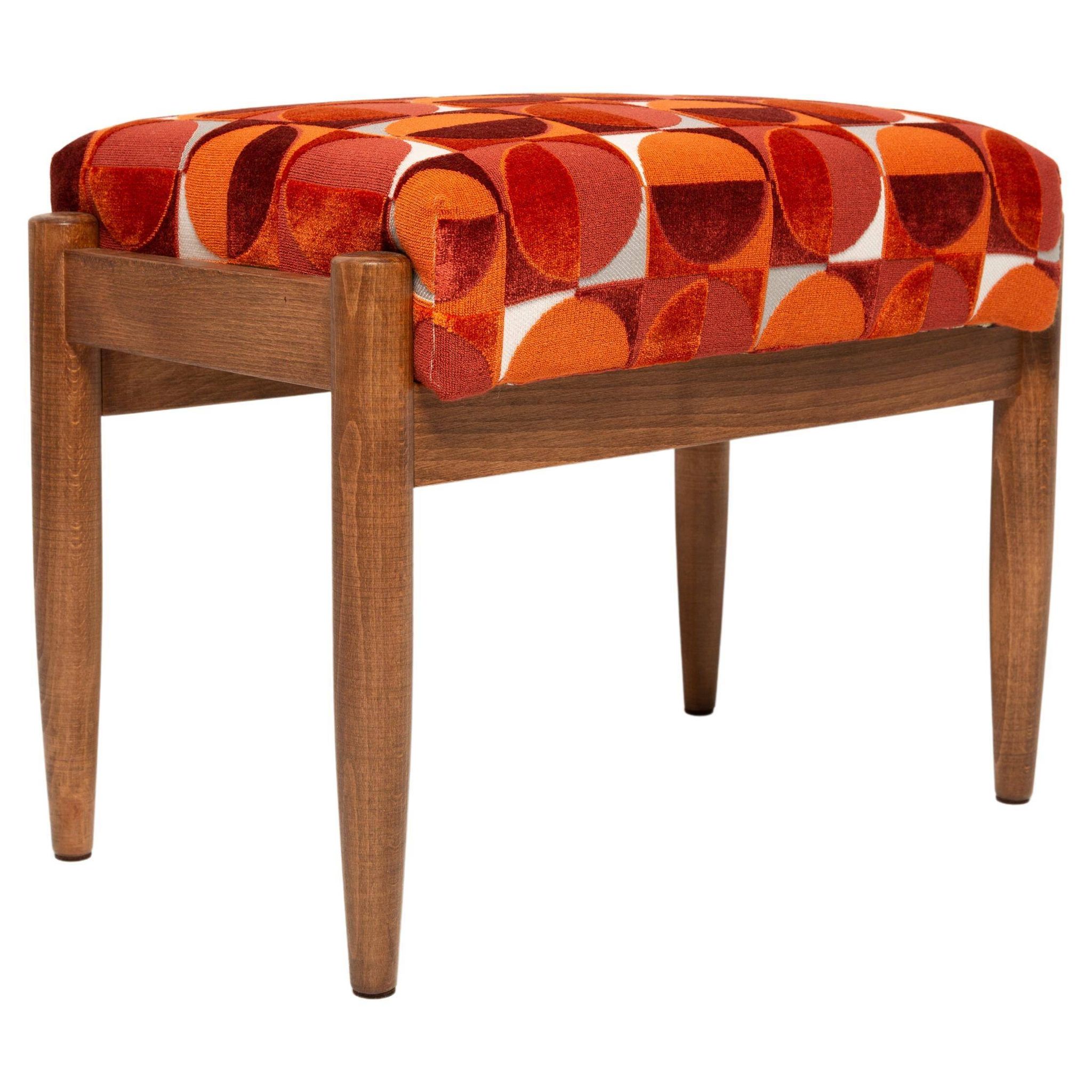 Vintage red and orange mid-century stool, Edmund Homa, 1960s