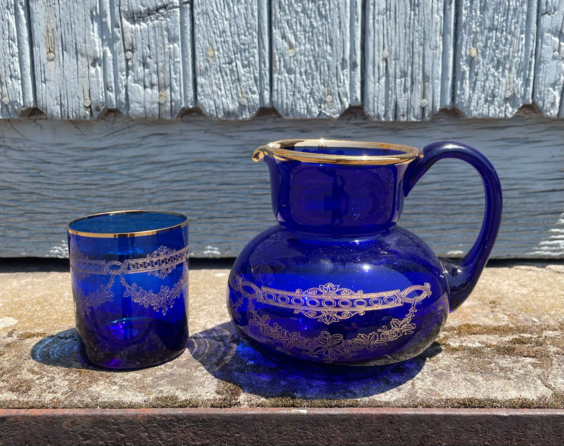 Service pichet De Nuit Bleu Verre