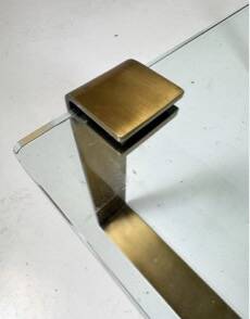 Table basse en verre et laiton Ronald Schmitt, 1970