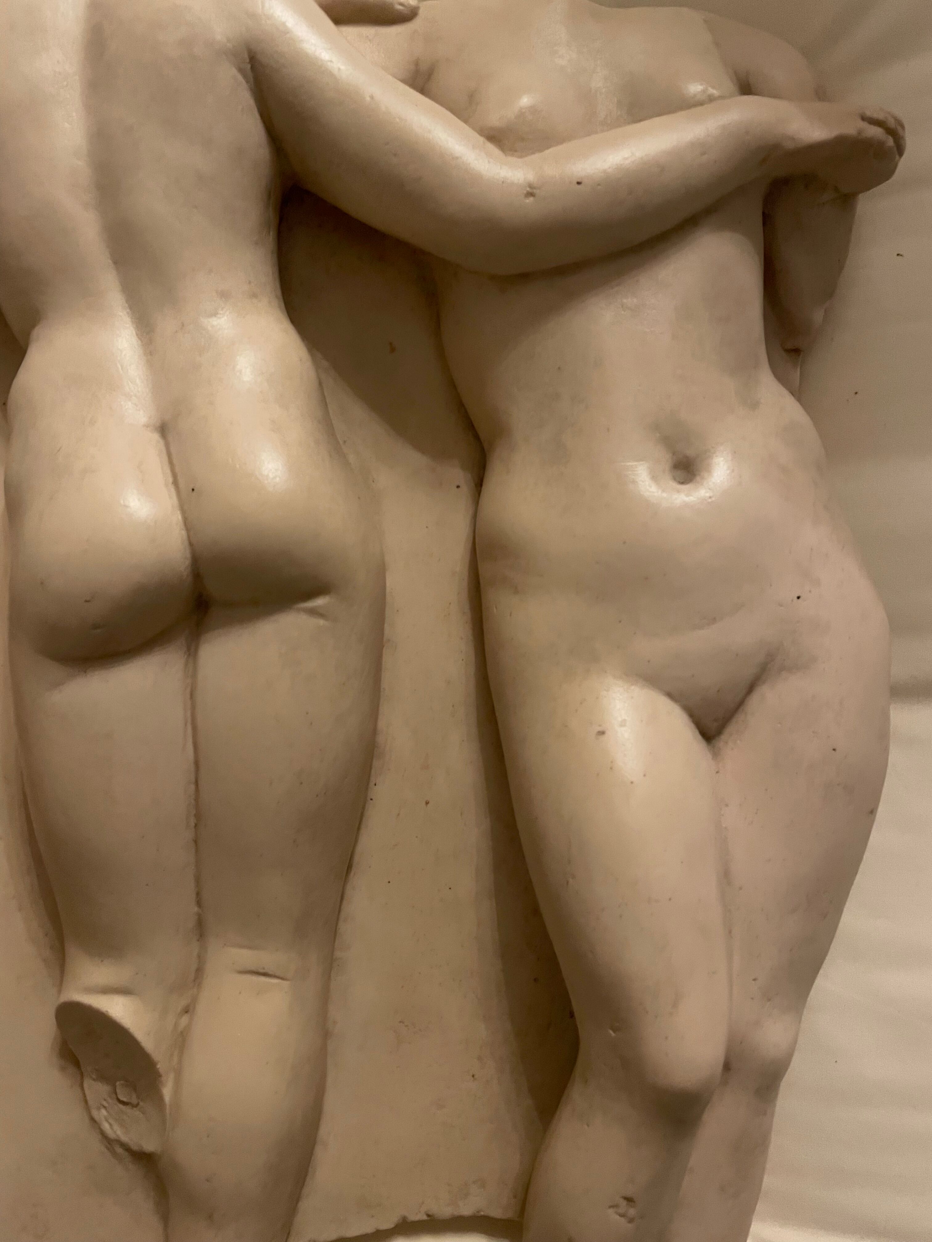 Bas relief of the three graces antiquity molding of the Louvre