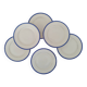 White Porcelain Cheesecake Dessert Plates with Blue Border and Gold Fillet