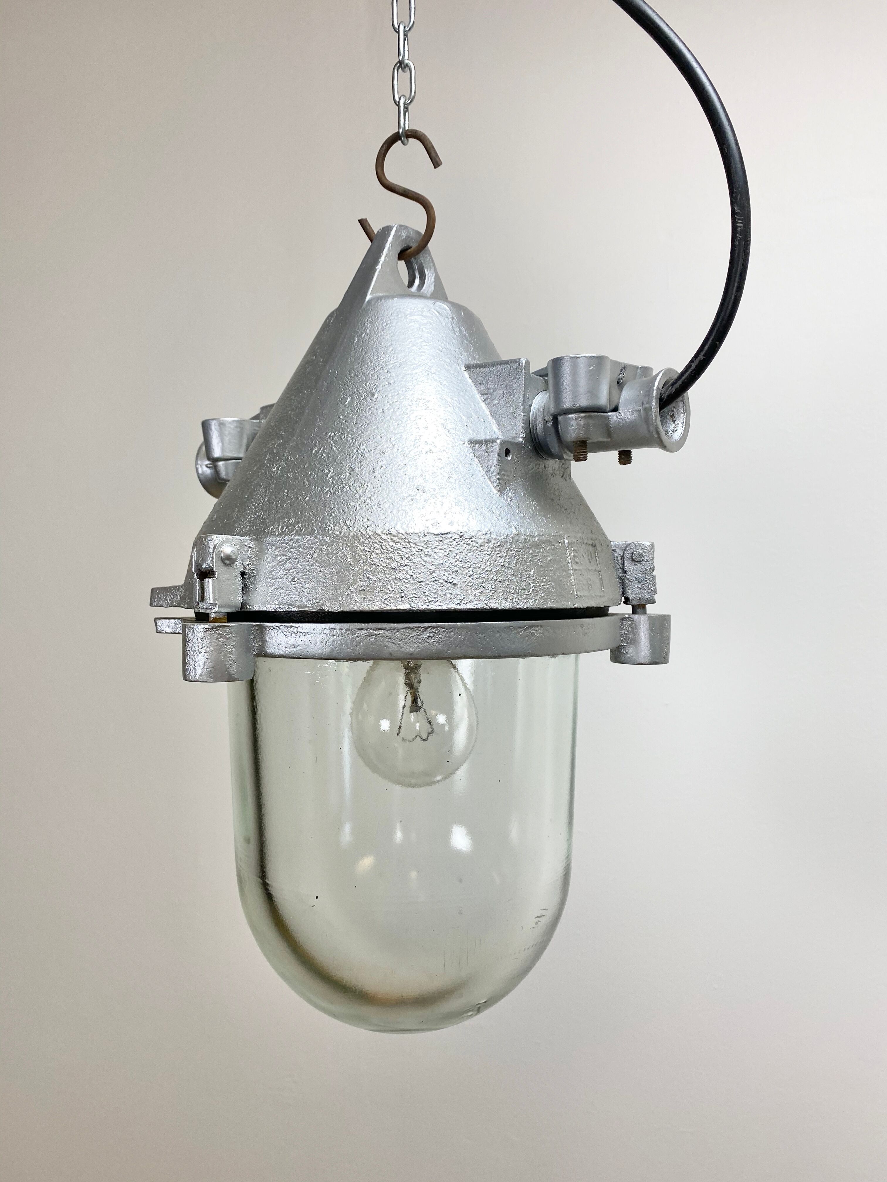 Silver cast aluminium explosion proof lamp, 1960
